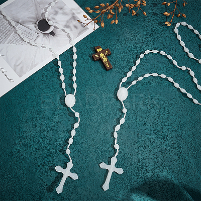 60Pcs Plastic Rosary Bead Necklaces NJEW-GO0001-10-1