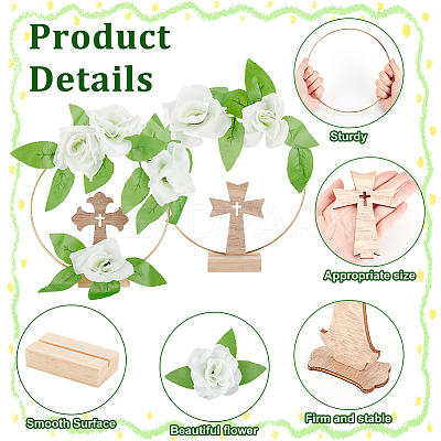 Cross Wooden Photo Holder Table Decoration DIY Making Kit DIY-GA0006-70-1