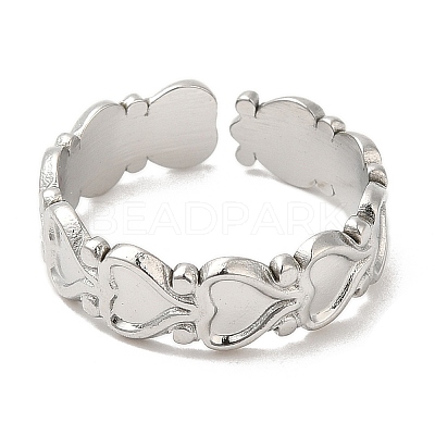 Non-Tarnish 304 Stainless Steel Open Cuff Ring Findings RJEW-K245-85P-1