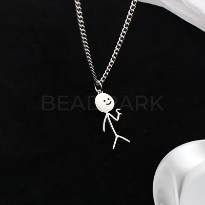 Funny Heart Gestures Stickman Stainless Steel Pendant Necklaces FS-WGF11D3-02-1