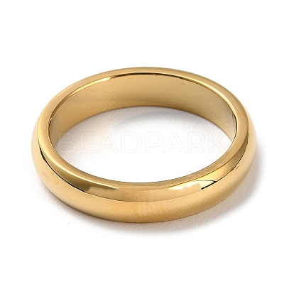 Ion Plating(IP) 304 Stainless Steel Simple Plain Band Finger Ring for Women Men RJEW-F152-03G-1