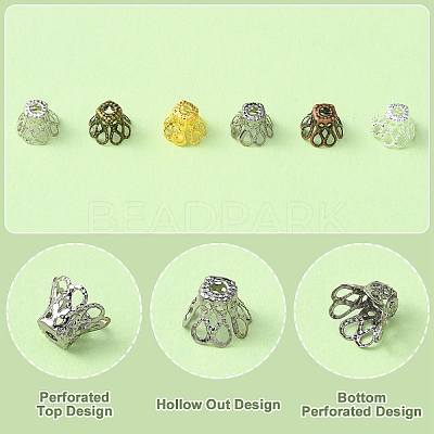 600PCS 6Colors Iron Bead Caps IFIN-YW0003-06-1