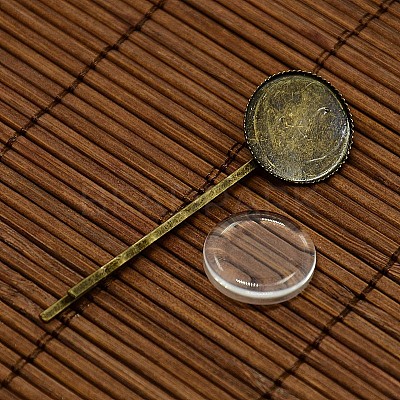 18mm Transparent Clear Domed Glass Cabochon Cover for Iron Hair Bobby Pin DIY Making DIY-X0070-1