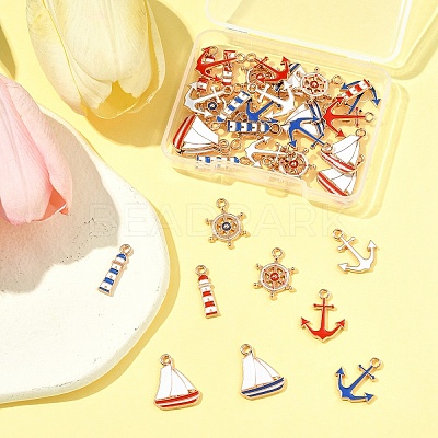 36Pcs 9 Styles Alloy Enamel Pendants ENAM-FS0002-83-1