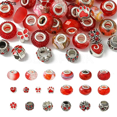 DIY Resin & Alloy Enamel European Beads Jewelry Making Finding Kit RPDL-YW0001-12-1