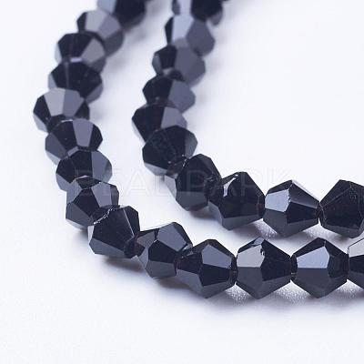 Black Glass Bicone Beads Strands X-GLAA-S026-10-1