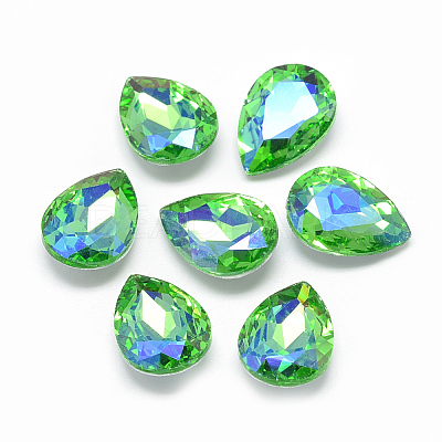 Pointed Back Glass Rhinestone Cabochons RGLA-T017-13x18mm-06-1