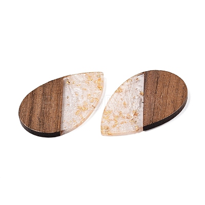 Transparent Resin & Walnut Wood Big Pendants RESI-T058-05N-1