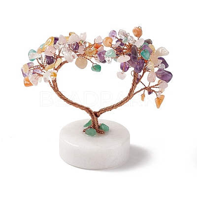 Natural Gemstone Chips and Natural White Jade Pedestal Display Decorations DJEW-G027-14RG-1