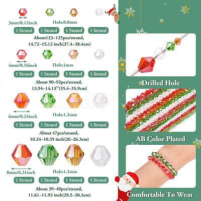 16 Strands 16 Style Christmas Theme Transparent Electroplate Glass Beads Strands EGLA-TA0001-25-1