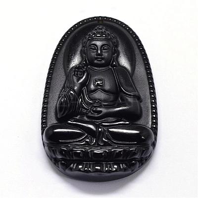 Natural Obsidian Carven Pendants G-A169-026G-1