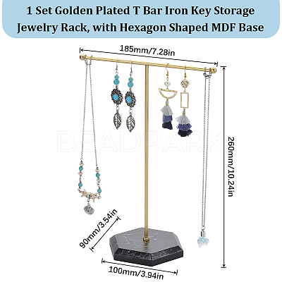 1 Set Golden Plated T Bar Iron Key Storage Jewelry Rack ODIS-SC0001-03A-1