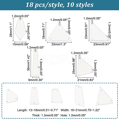 180Pcs 10 Style Sew On Mirror Rhinestones DIY-PH0013-73-1