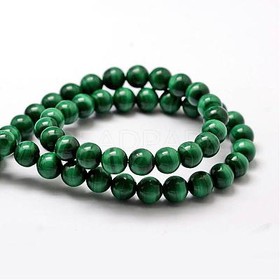 Grade A Natural Malachite Bead Strands G-O143-10-8mm-1
