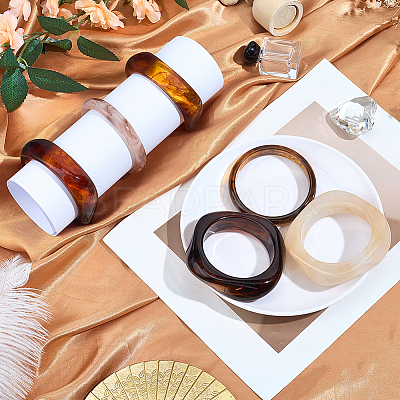 6Pcs 6 Styles Resin & Acrylic Bangles BJEW-PH0004-71-1