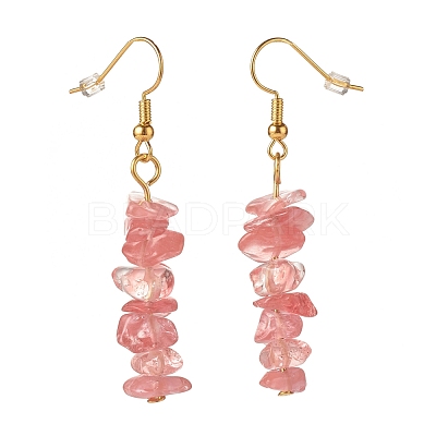 Gemstone Chip Beaded Dangle Earrings EJEW-JE04788-1