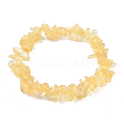 Natural Citrine Chip Beads Stretch Bracelet for Women BJEW-AL00003-03-1