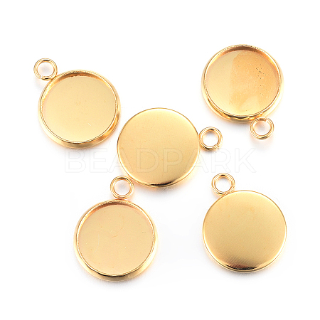 Rack Plating 304 Stainless Steel Pendant Cabochon Settings LS-X-STAS-F191-14G-C-1
