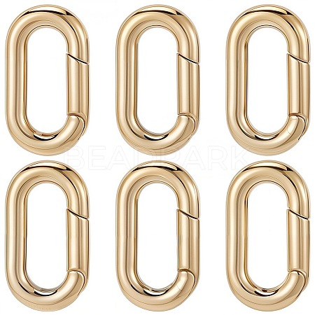 6Pcs Ion Plating(IP) 304 Stainless Steel Spring Gate Rings STAS-SC0008-34-1