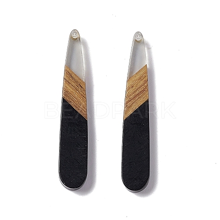 Opaque Resin & Walnut Wood Pendants RESI-M027-12H-1