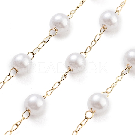 Handmade Round ABS Imitation Pearl Beaded Chains CHS-P019-09D-G-1