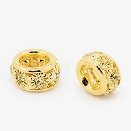 Brass Rhinestone European Beads RB-A050-H5mm-01G-1