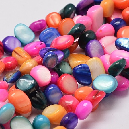 Dyed Natural Shell Chip Bead Strands X-G-L444-10-1
