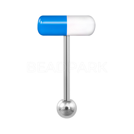 Capsule 304 Stainless Steel & Acrylic Straight Barbell 15 Gauge Piercing Tongue Rings for Women Men WG1AE5D-01-1