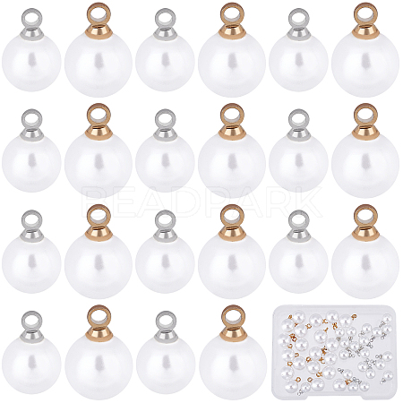 SUNNYCLUE 40Pcs 2 Style ABS Plastic Imitation Pearl Charms KK-SC0002-90-1