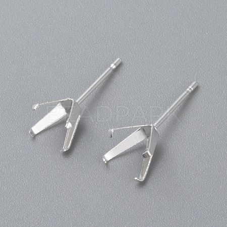 304 Stainless Steel Prong Earring Settings X-STAS-O098-06S-05-1