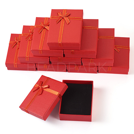 Rectangle Paper Jewelry Set Storage Boxes with Bowknot CON-TAC0014-04D-1