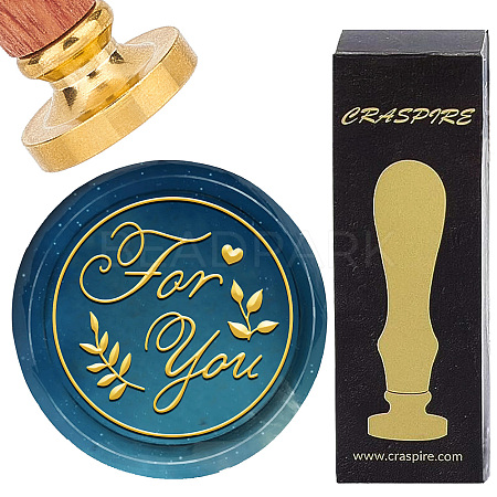 Brass Wax Seal Stamps with Wood Handle AJEW-WH0412-0332-1
