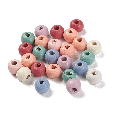 Spray Painted Natural Maple Wood Beads WOOD-M007-01A-1