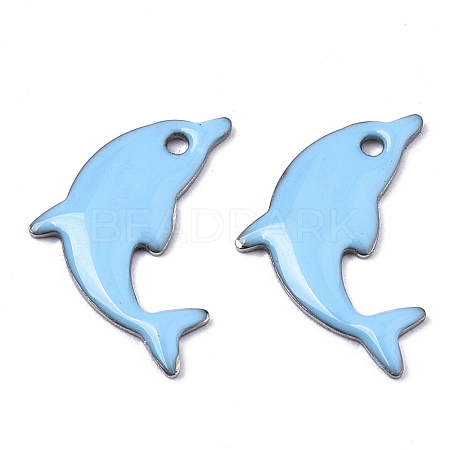 201 Stainless Steel Enamel Pendants STAS-N088-16G-1