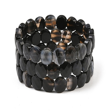 Dyed & Heated Natural Agate Oval Beaded Stretch Bracelet G-E010-01-26-1