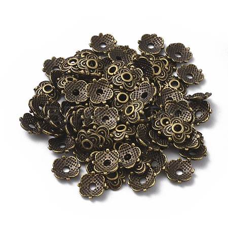 4-Petal Tibetan Style Alloy Flower Bead Caps LS-TIBE-S222-AB-NR-1