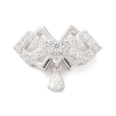925 Sterling Silver Clear Cubic Zirconia Bowknot with Teardrop Multi-Strand Links STER-M094-01P-1