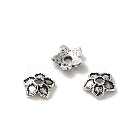 Tibetan Style Alloy Bead Caps PALLOY-P302-04B-AS-1