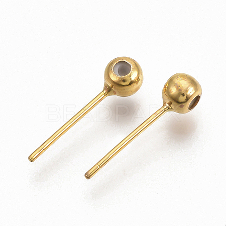 Brass Ball Stud Earring Findings KK-Q762-026G-NF-1
