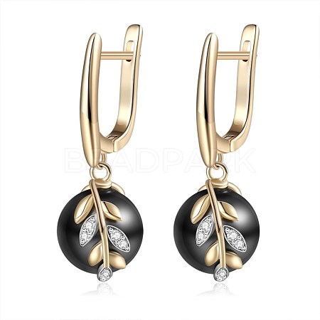 Brass Cubic Zirconia Dangle Hoop Earrings EJEW-BB70425-1