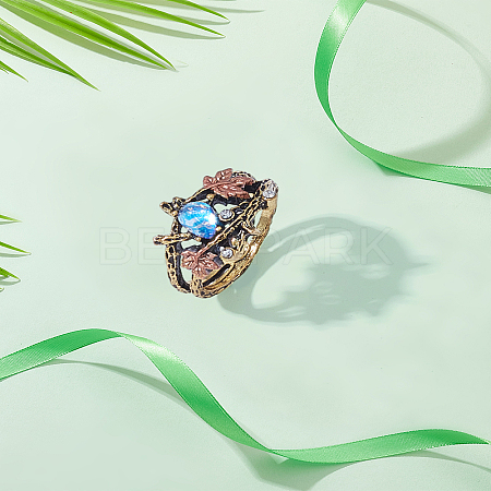 1Pc Zinc Alloy Resin Finger Rings RJEW-LP0005-21-1