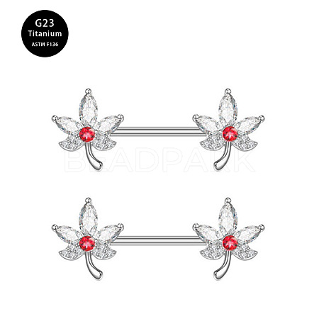 G23 Titanium Pink Cubic Zirconia Nipple Rings WG912A9-23-1