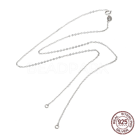 Rhodium Plated 925 Sterling Silver Cable Chains Necklace Makings STER-B001-03P-B-1