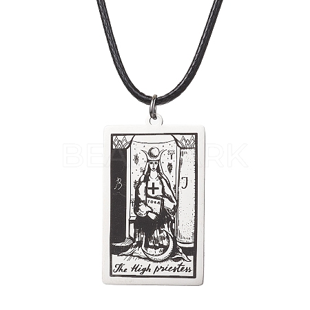 Tarot Card 201 Stainless Steel Pendant Necklaces NJEW-JN04496-03-1