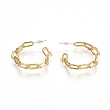 Semicircular Brass Textured Cable Chain Stud Earrings EJEW-E196-13G-2
