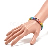 Colorful Evil Eye Lampwork Beaded Stretch Bracelet with Crystal Rhinestone for Women BJEW-JB07872-02-3