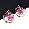 Transparent Clear Epoxy Resin & Dried Flower Pendants RESI-S383-075-C03-3