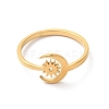 Ion Plating(IP) 304 Stainless Steel Moon & Sun Open Cuff Ring for Women RJEW-K245-33G-1