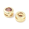 Brass with Single Cubic Zirconia Slide Charms KK-C051-27G-03-2