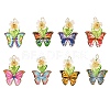 8Pcs 8 Colors Glass Seed Beaded Butterfly & Flower Pendants PALLOY-JF04461-1
